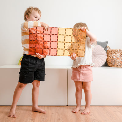 Connetix Tiles | Pastel Base Plate Pack (Lemon & Peach) 2 pc