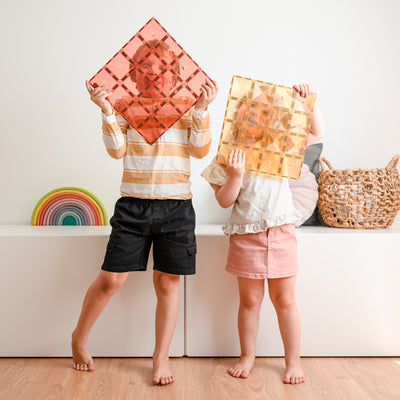 Connetix Tiles | Pastel Base Plate Pack (Lemon & Peach) 2 pc