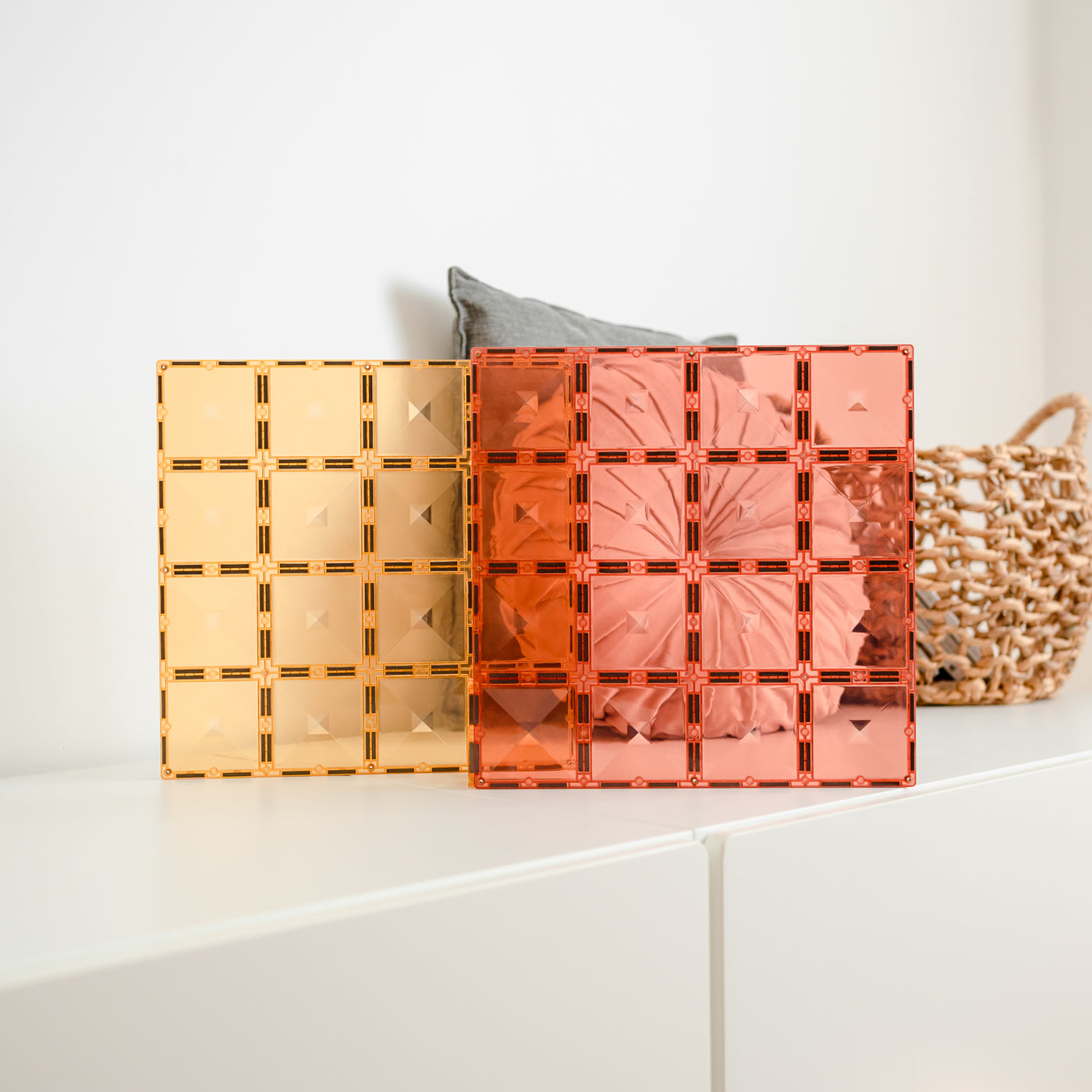 Connetix Tiles | Pastel Base Plate Pack (Lemon & Peach) 2 pc