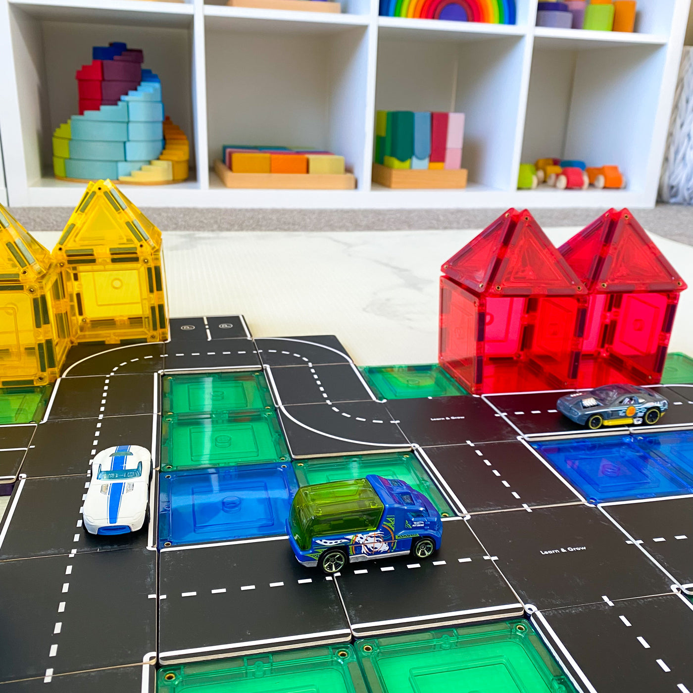 Learn & Grow Magnetic Tile Topper - Road Pack (40 Piece)