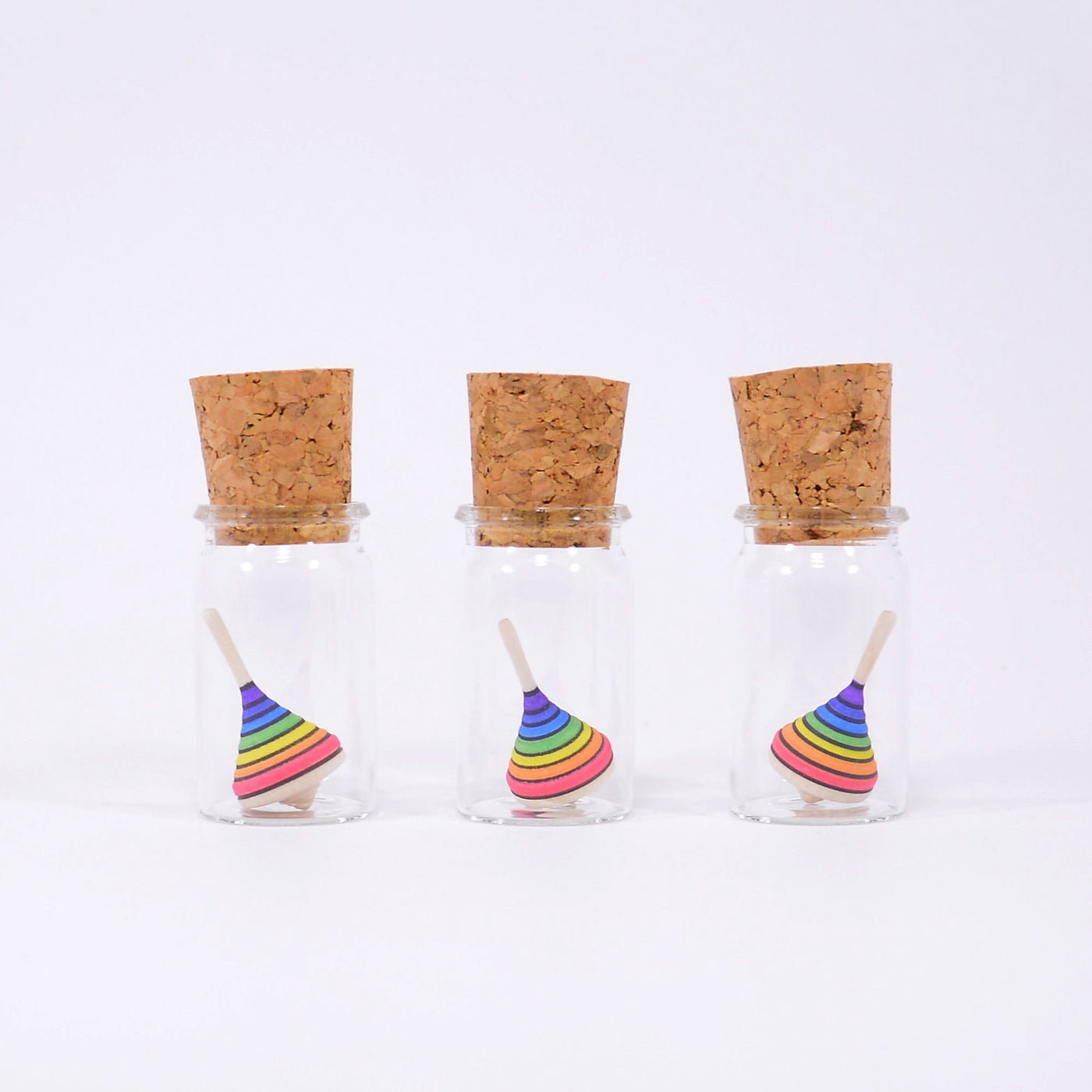 Miniature Spinning Top in Glass Rainbow